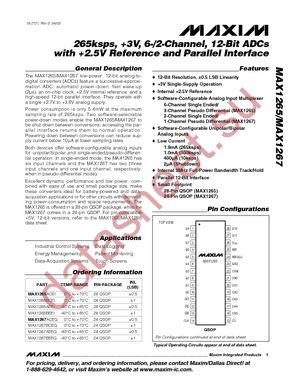 MAX1267BEEG+ datasheet  